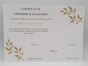 Certificat symbolique Feuillage scintillant