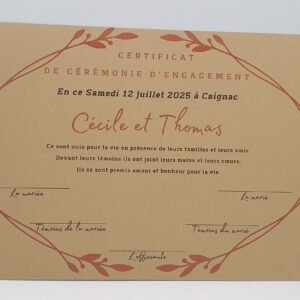 Certificat symbolique Authentique