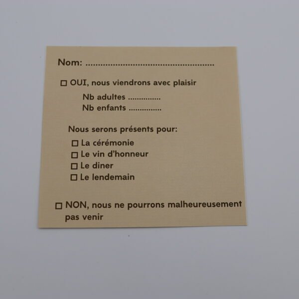 coupon réponse _ faire part mariage naturel, élégant et sobre