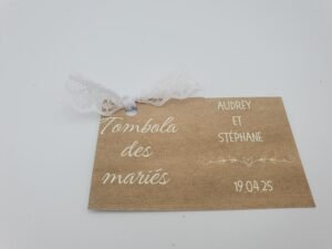 Ticket tombola des mariés – Dentelle