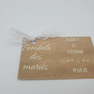 Ticket tombola des mariés – Dentelle