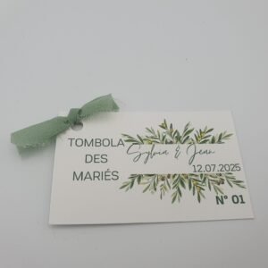 Ticket tombola des mariés – Éclat d’oliviers