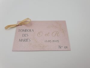 Ticket tombola des mariés - Feuillage scintillant