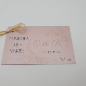 Ticket tombola des mariés – Feuillage scintillant