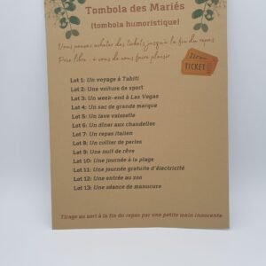 Affiche  tombola des mariés – Authentique