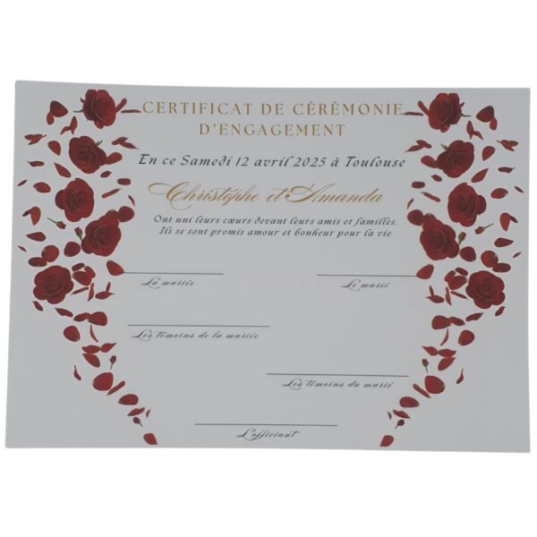 Certificat symbolique - Éclat d'amour