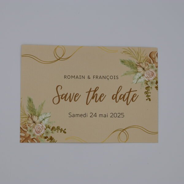 Save the Date personnalisé mariage bohème papier vergé
