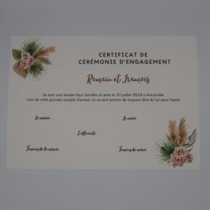 Certificat symbolique – Collection Élégance Naturelle