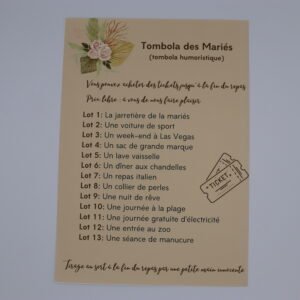 Affiche Tombola des Mariés – Collection Élégance Naturelle