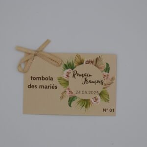 Ticket de tombola des mariés– Collection Élégance Naturelle