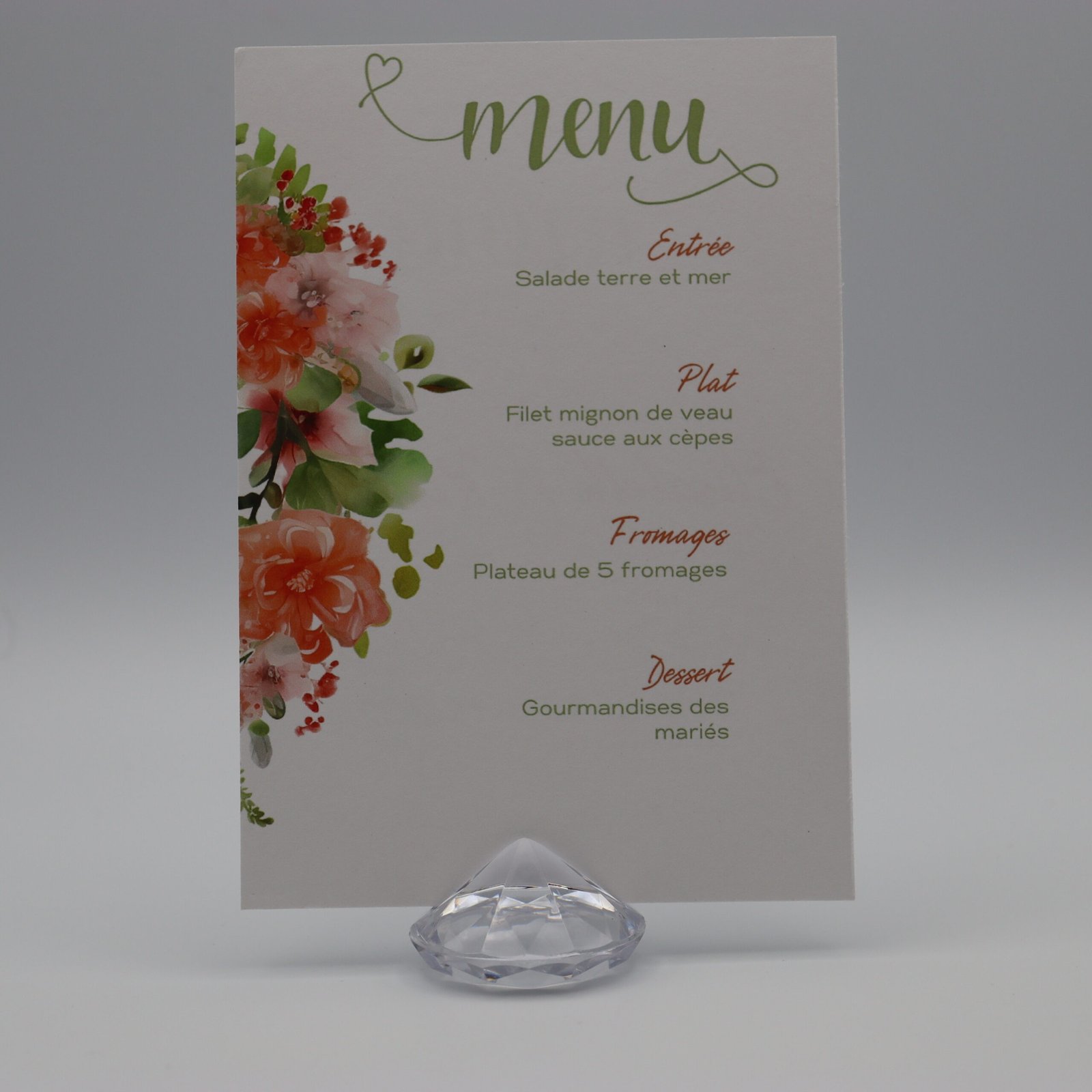 menu mariage champêtre chic