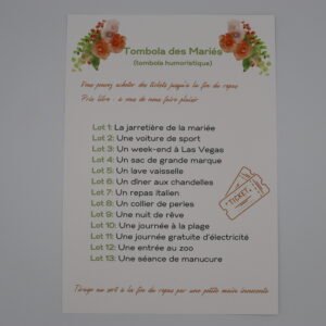 Affiche Tombola des Mariés – Collection Champêtre chic