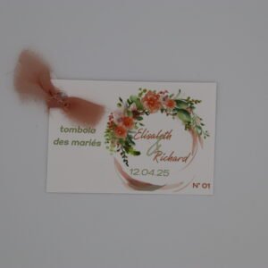 Ticket de tombola des mariés– Collection Champêtre chic