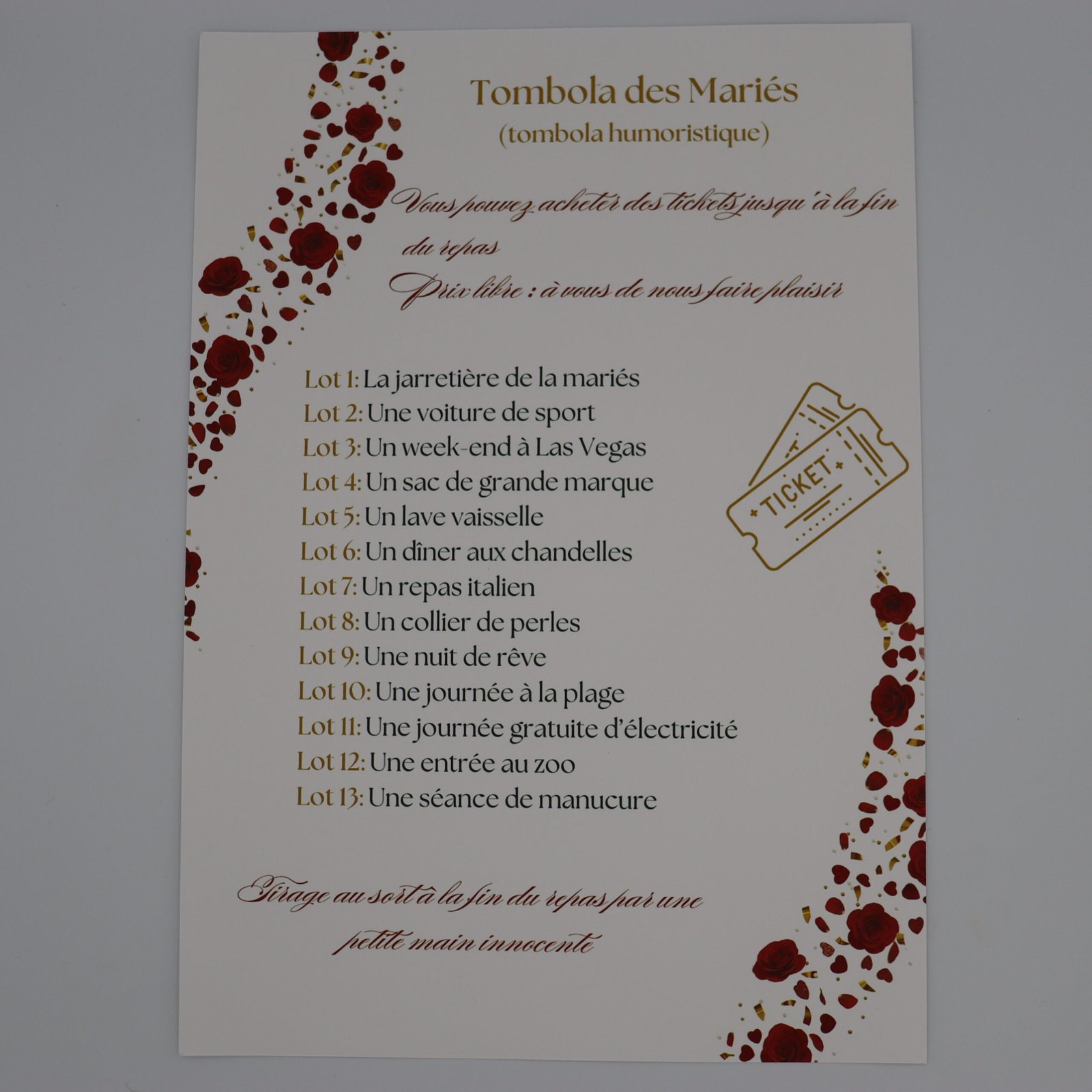 tombola des mariés mariage romantique