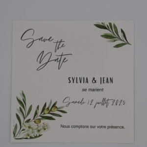 Save the date mariage – Collection Éclat d’oliviers