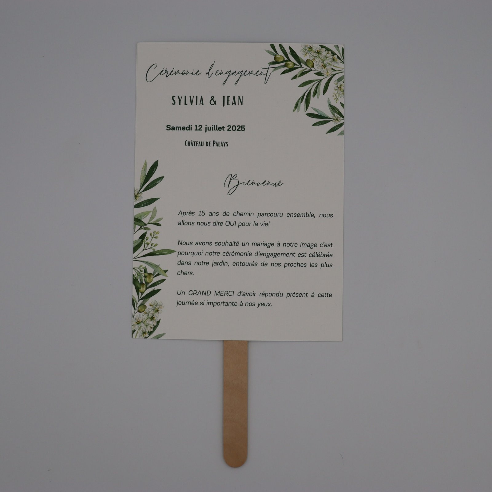 éventail mariage olivier