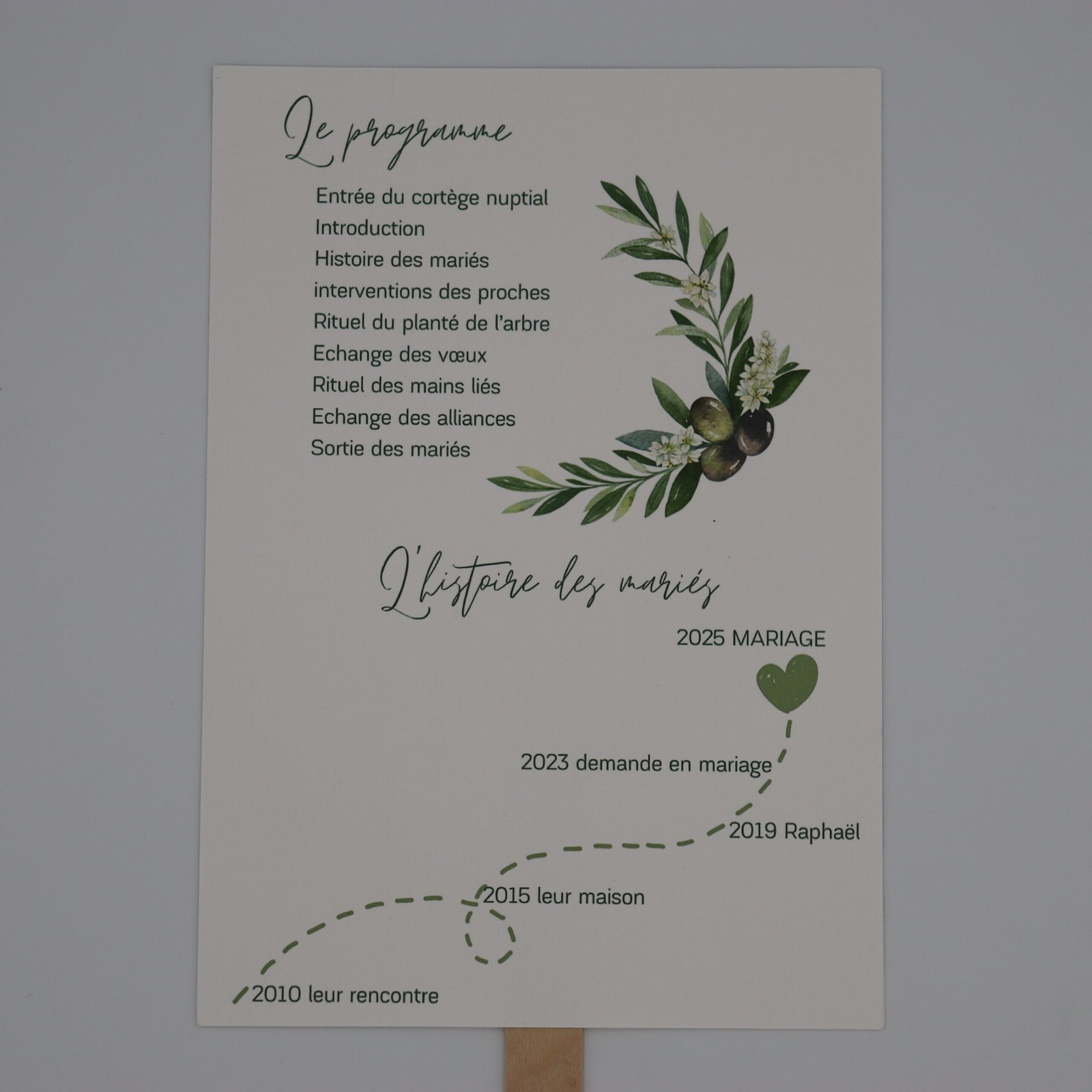 éventail mariage olivier