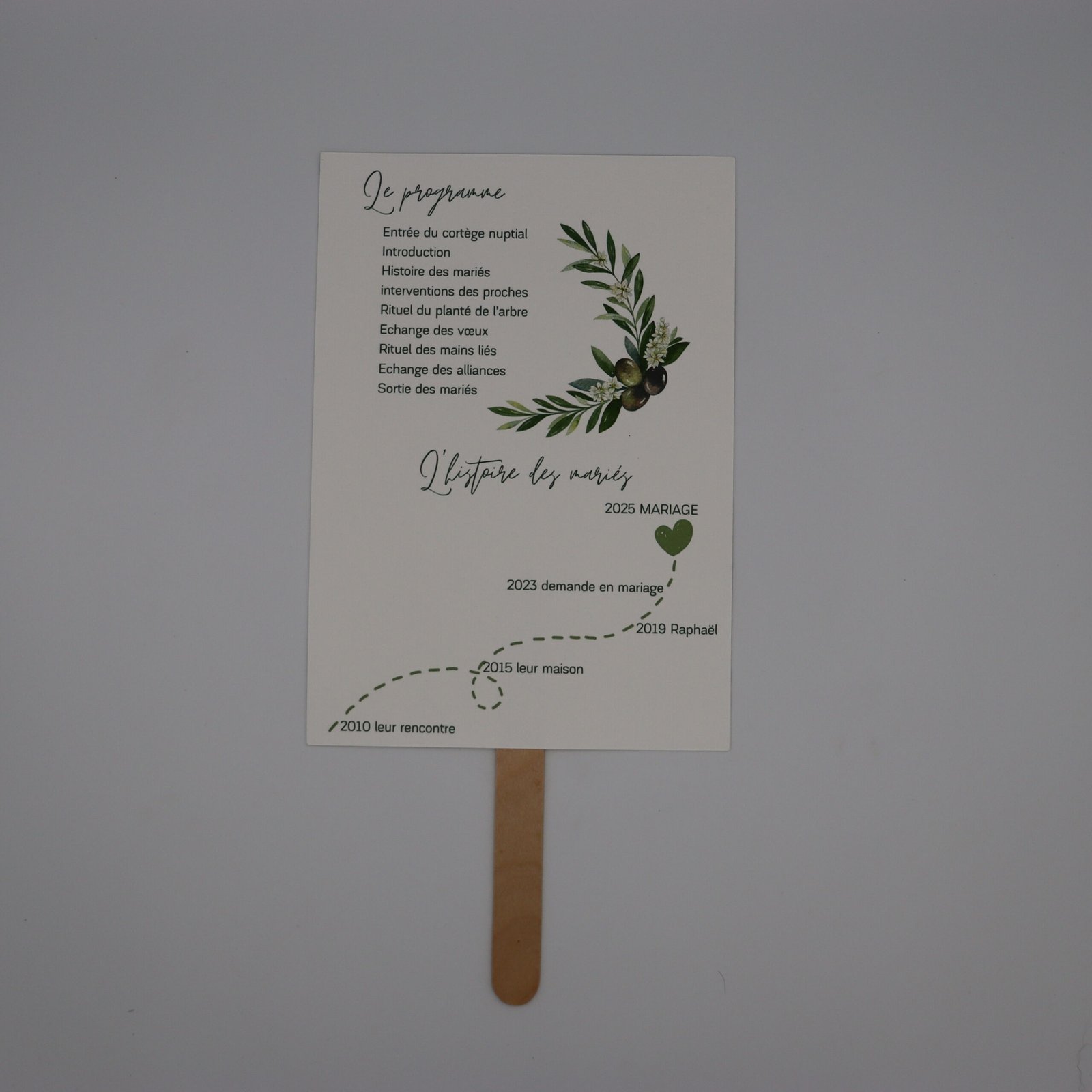 éventail mariage olivier