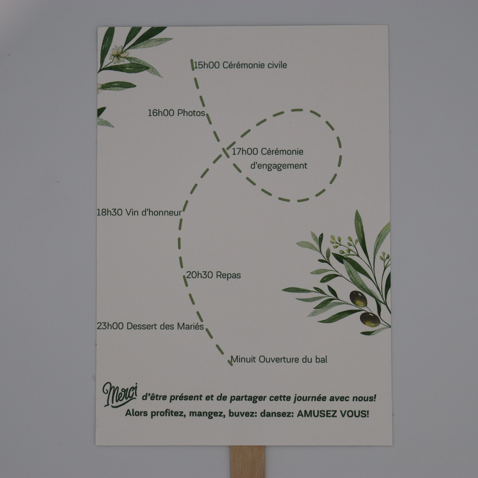 éventail mariage olivier