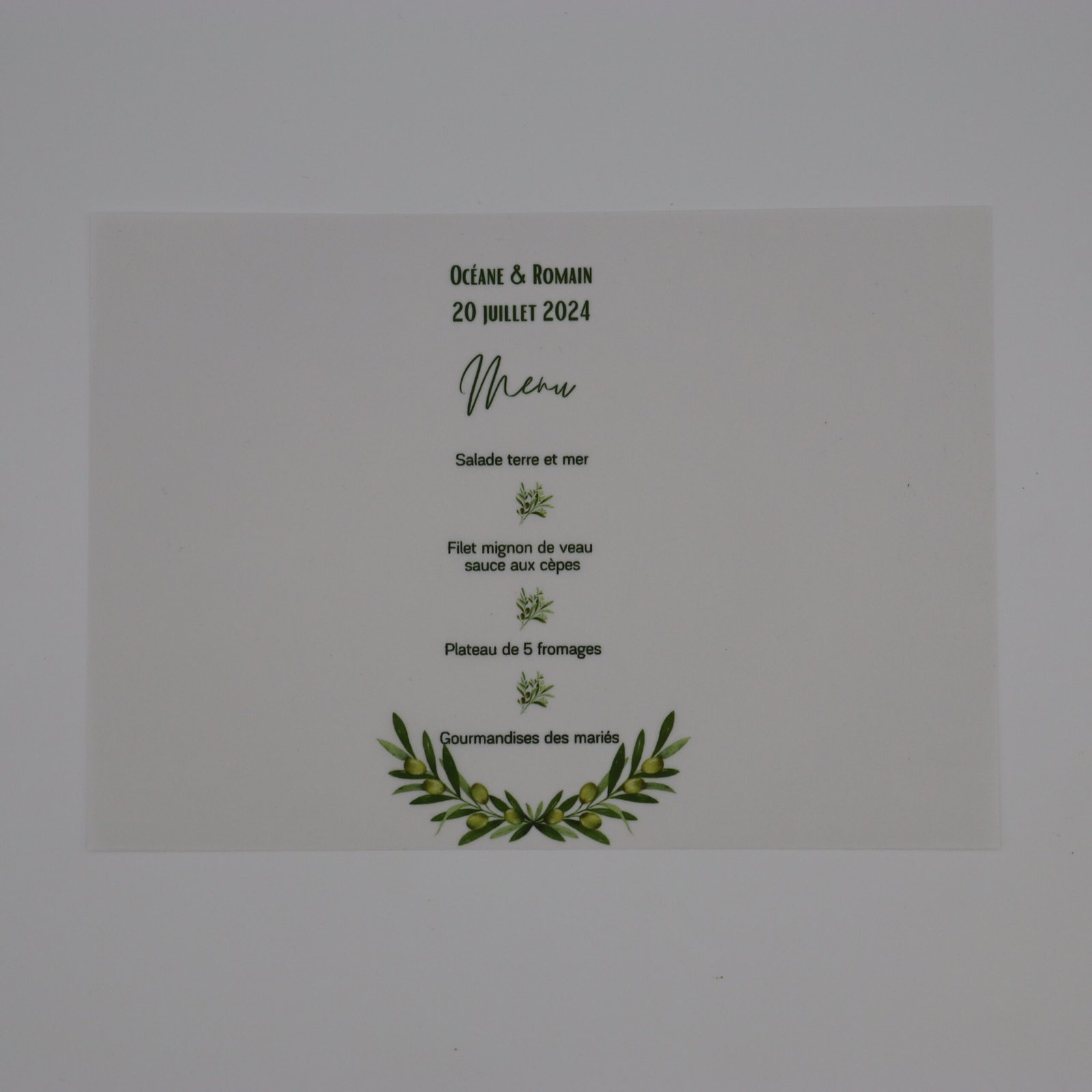 menu photophore olivier