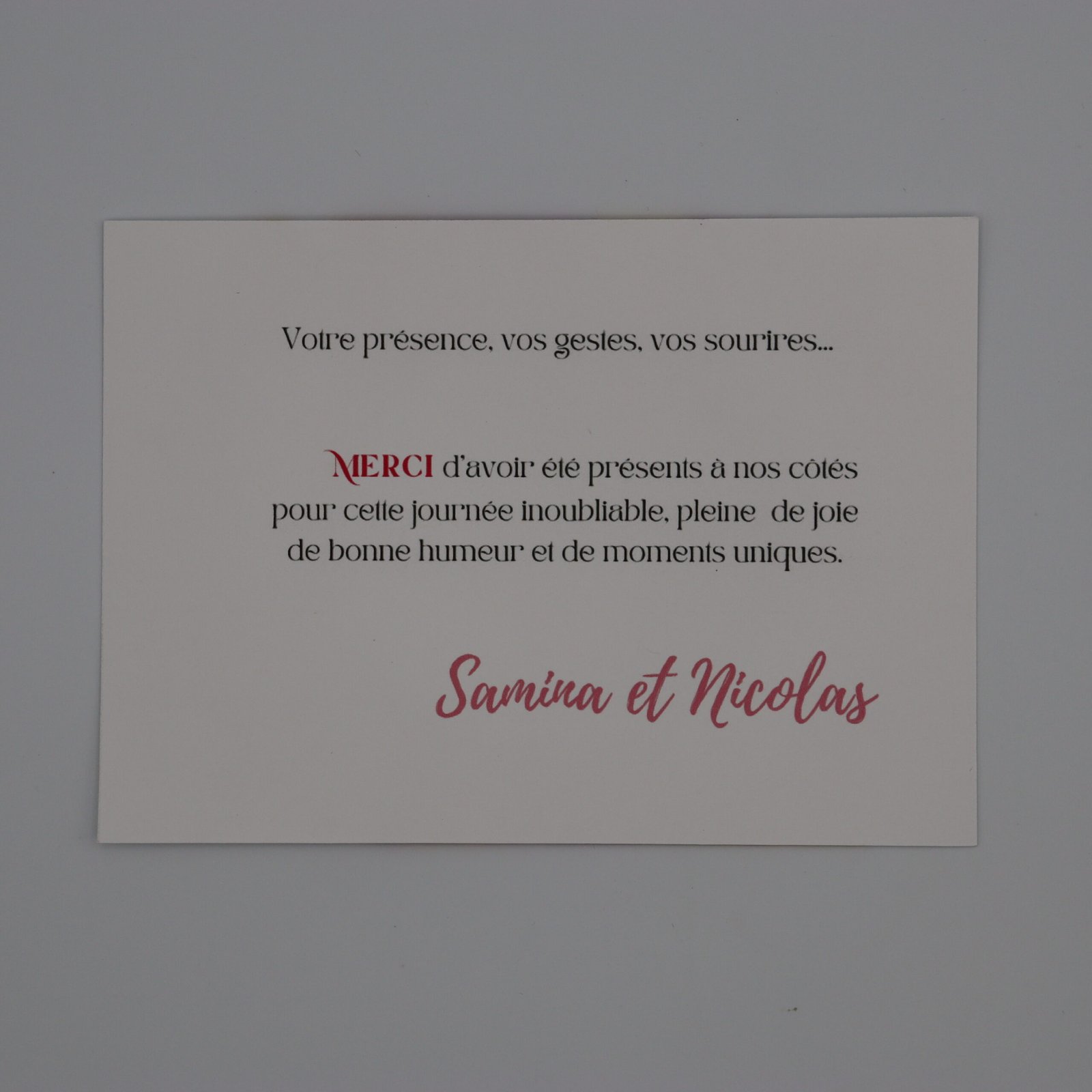carte remerciements mariage coloré