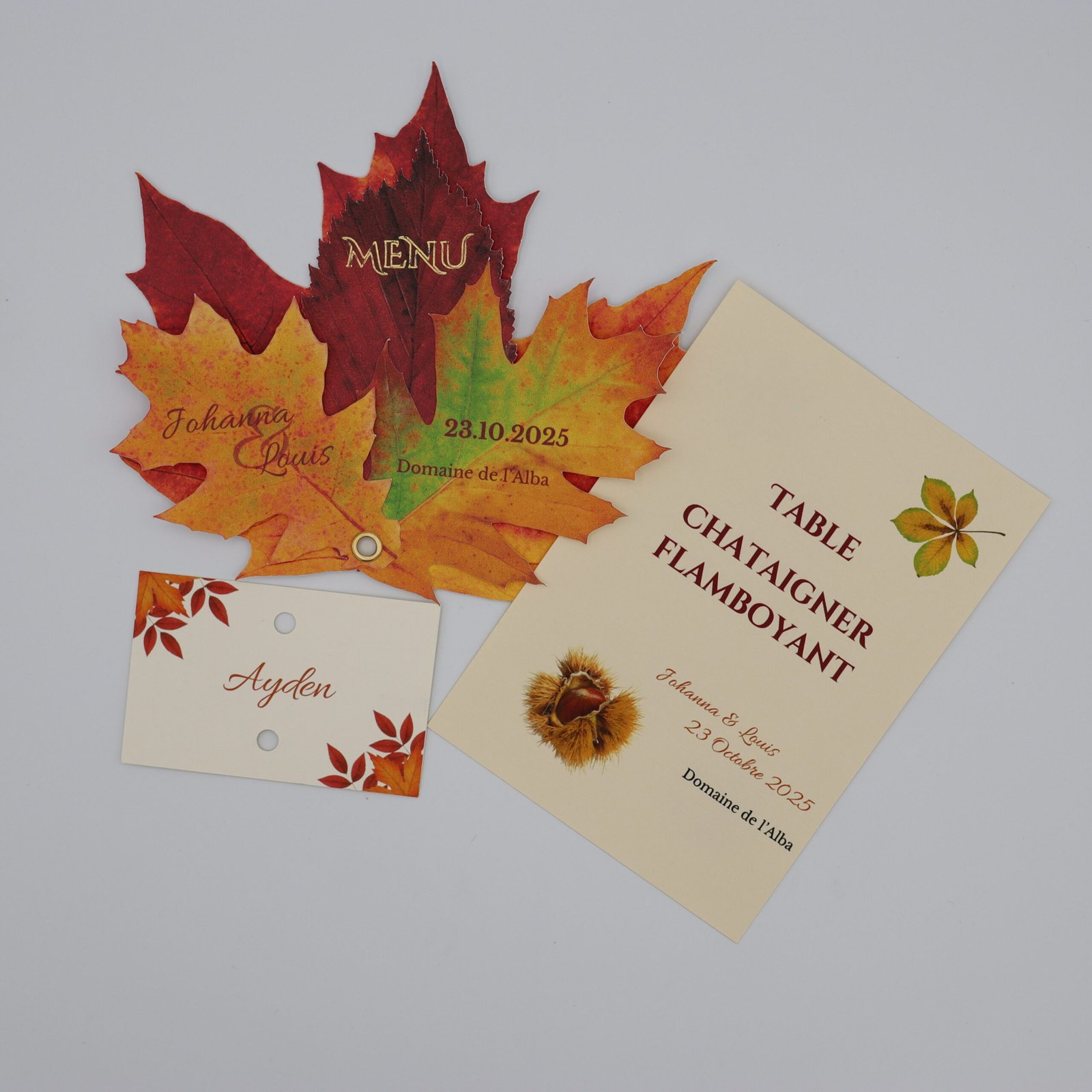 papeterie de table mariage automne