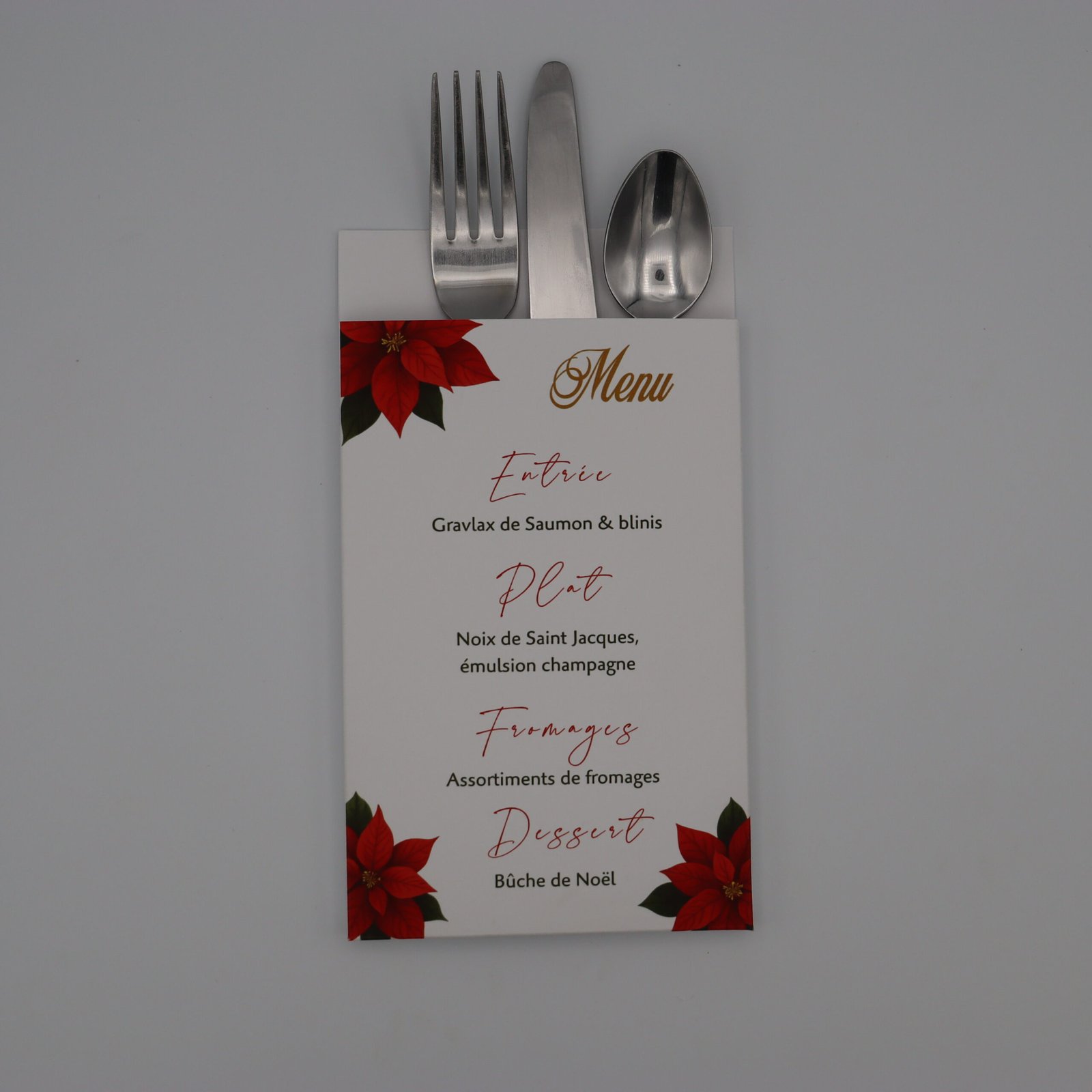 menu pochette couvert