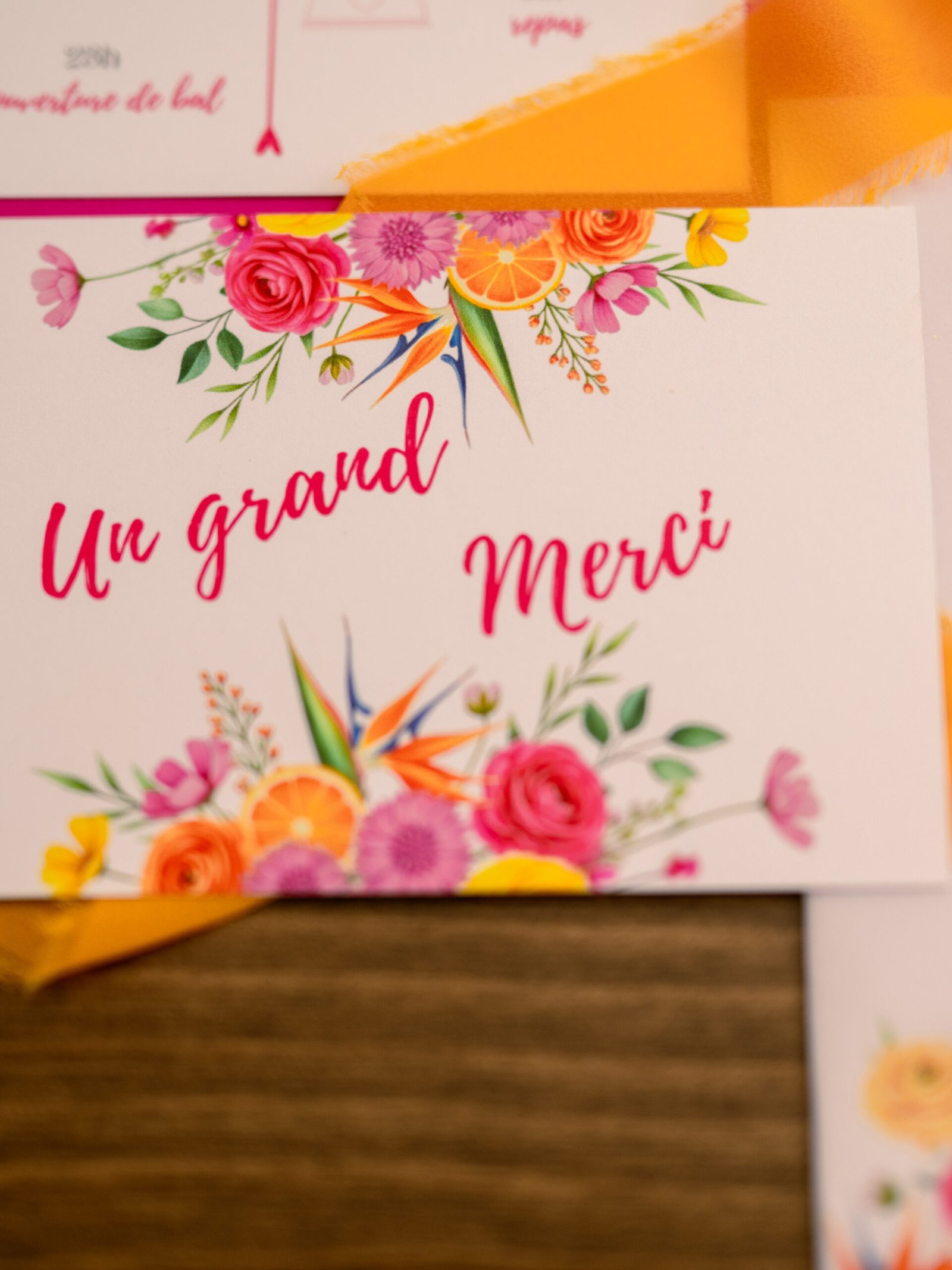 carte de remerciement mariage coloré