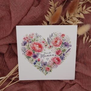 Carte fête des mères – Cœur fleuri