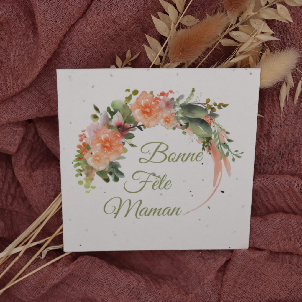 carte fête des mères papier ensemencé