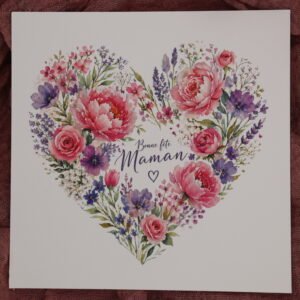 Carte fête des mères – Cœur fleuri