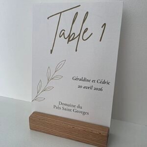 Numéro / Nom de table – Collection Epure